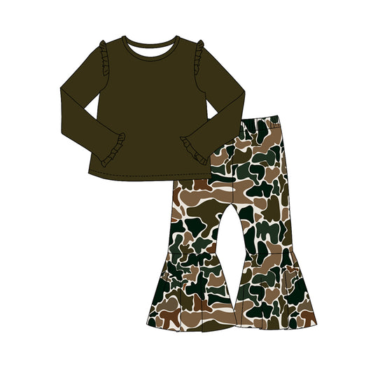 presale GLP2002 Solid color army green lace long sleeve camouflage beige trousers suit 2024 9.13