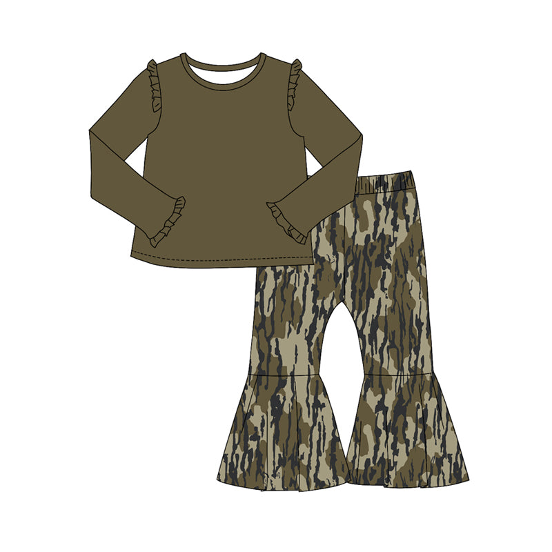 presale GLP2003 Solid color army green lace long sleeve camouflage trousers suit  2024 9.13