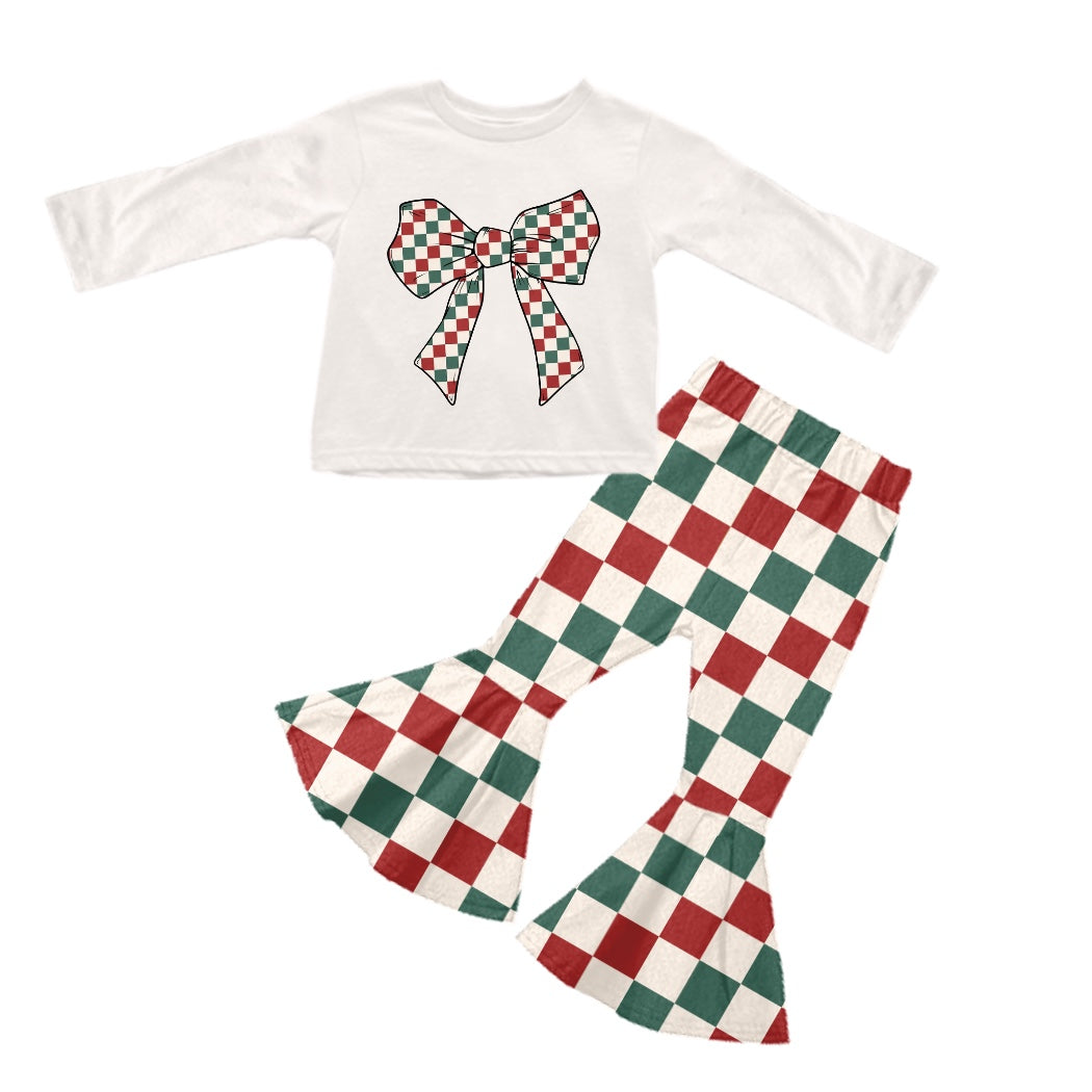 presale GLP2019 Christmas red and green plaid bow pattern long sleeve trousers suit 2024 9.14