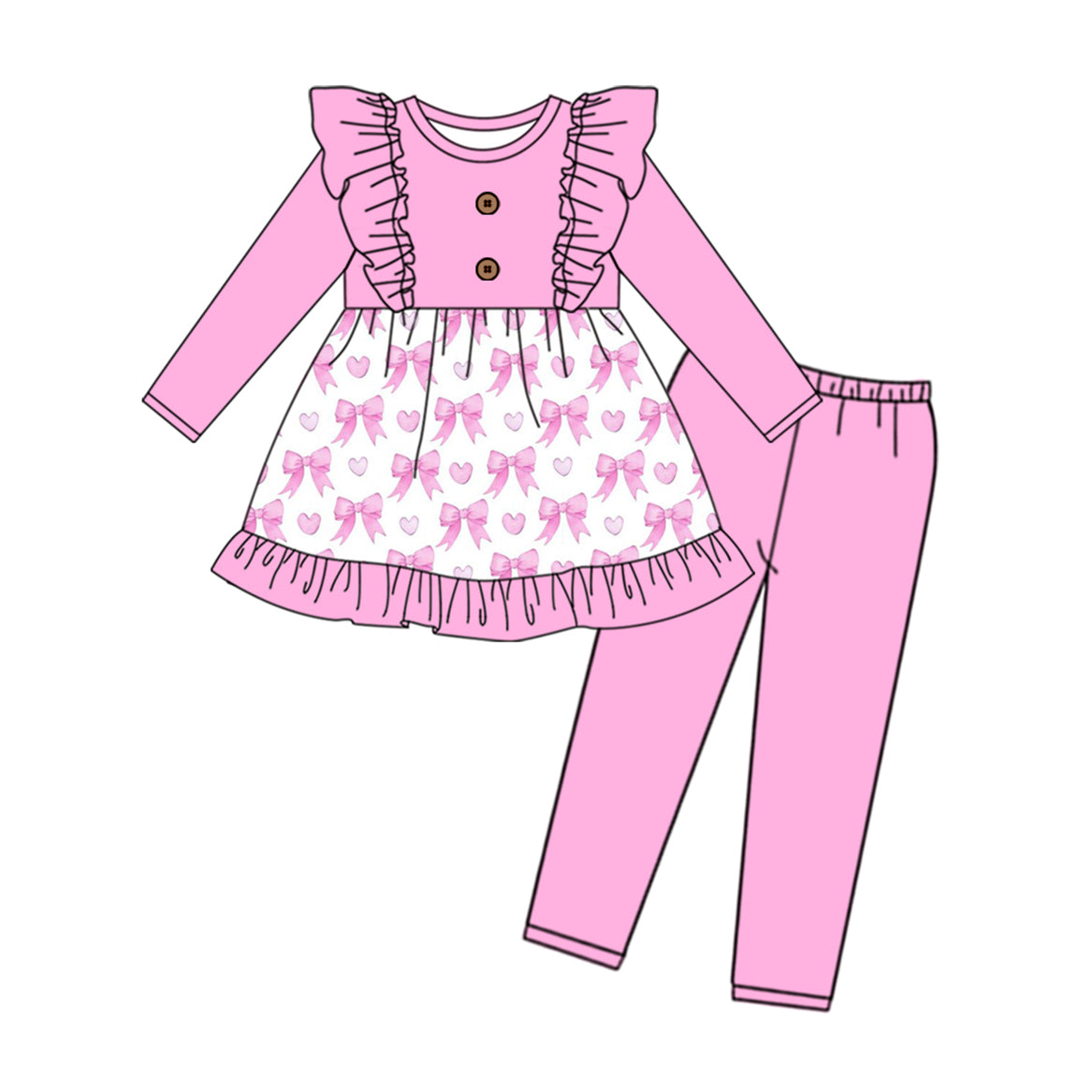 presale GLP2050 Pink lace long-sleeved trousers suit with heart bow pattern  2024 9.18