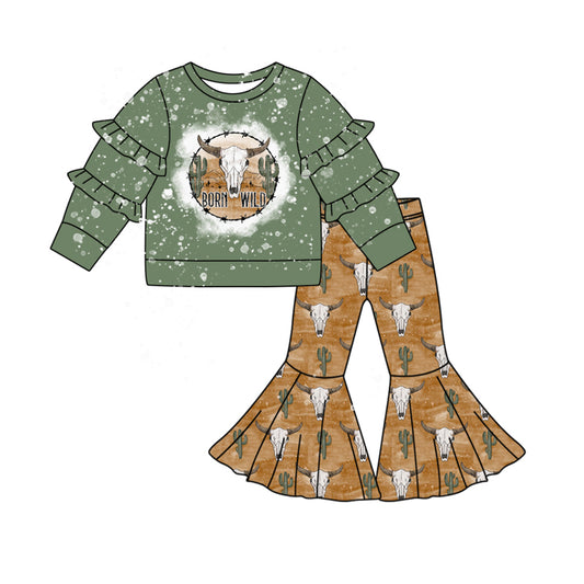 presale GLP2068 Alpine Bullhead Cactus Green Lace Long Sleeve Brown Trousers Set 2024 9.20