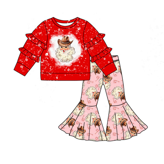 presale GLP2074 Santa Claus Red Lace Long Sleeve Pink Trousers Suit  2024 9.20