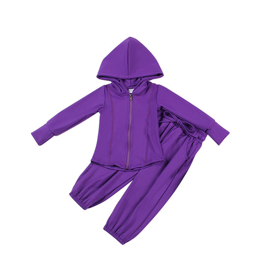 presale GLP2079 Purple Yoga Suit Zipper Hooded Long Sleeve Pants Set    2024 9.21