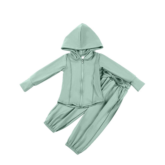 presale GLP2083  Turquoise Yoga Suit Zipper Hooded Long Sleeve Pants Set 2024 9.21