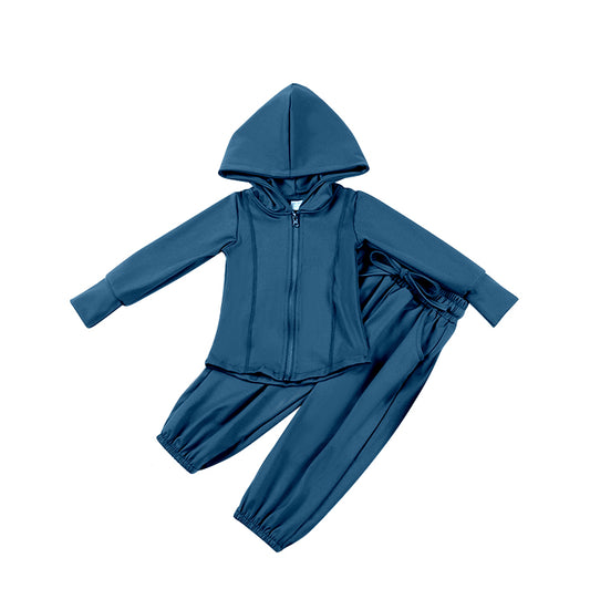 presale GLP2084 Blue Yoga Suit Zipper Hooded Long Sleeve Pants Set 2024 9.21