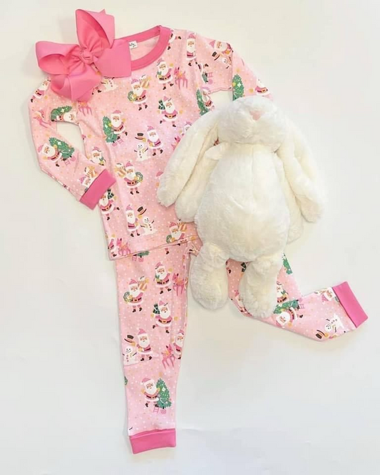 presale GLP2094 Santa Snowman Pink Long Sleeve Long Pants Pajama Set  2024 9.21