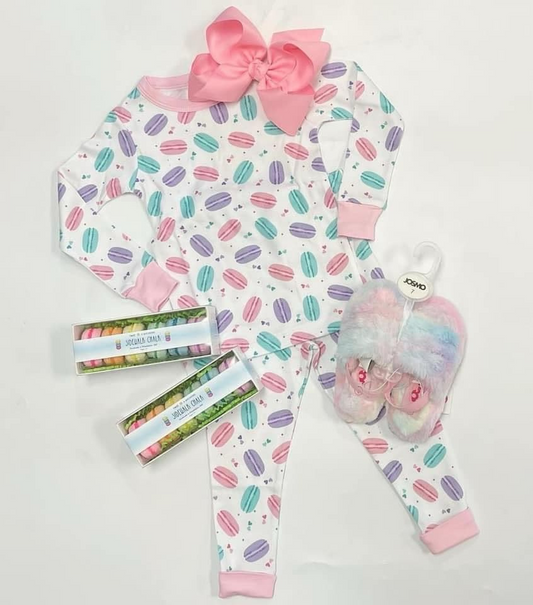 presale GLP2095 Macaron pink and white long-sleeved trousers pajamas set 2024 9.21