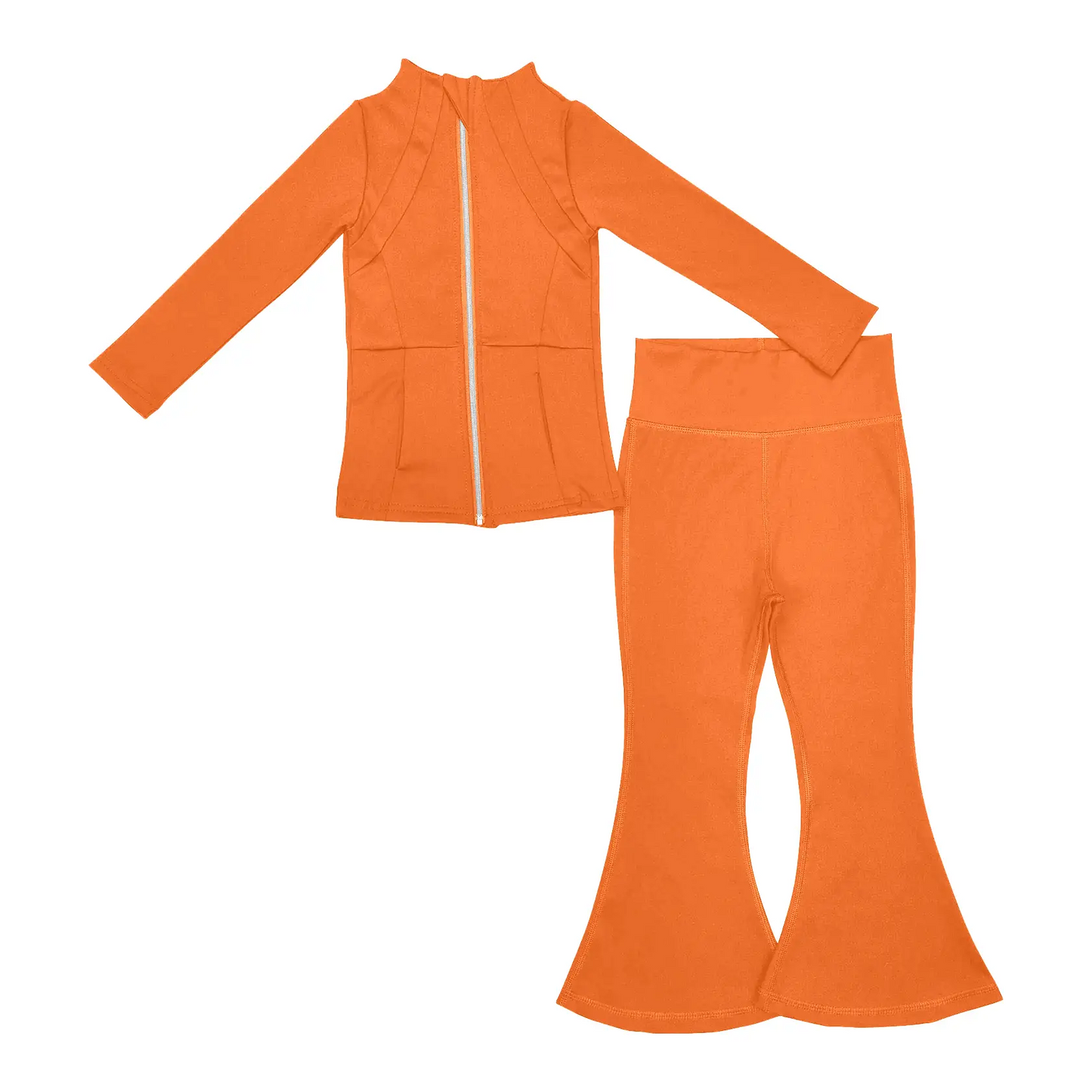 presale GLP2117  Baby Girls Orange Yoga Active Wear Jackets Pants 2pcs Clothes Sets 2024 9.27