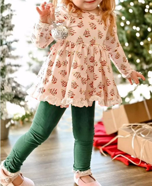 presale GLP2126 Christmas Tree Cookie Lace Long Sleeve Green Pants Set  2024 9.27