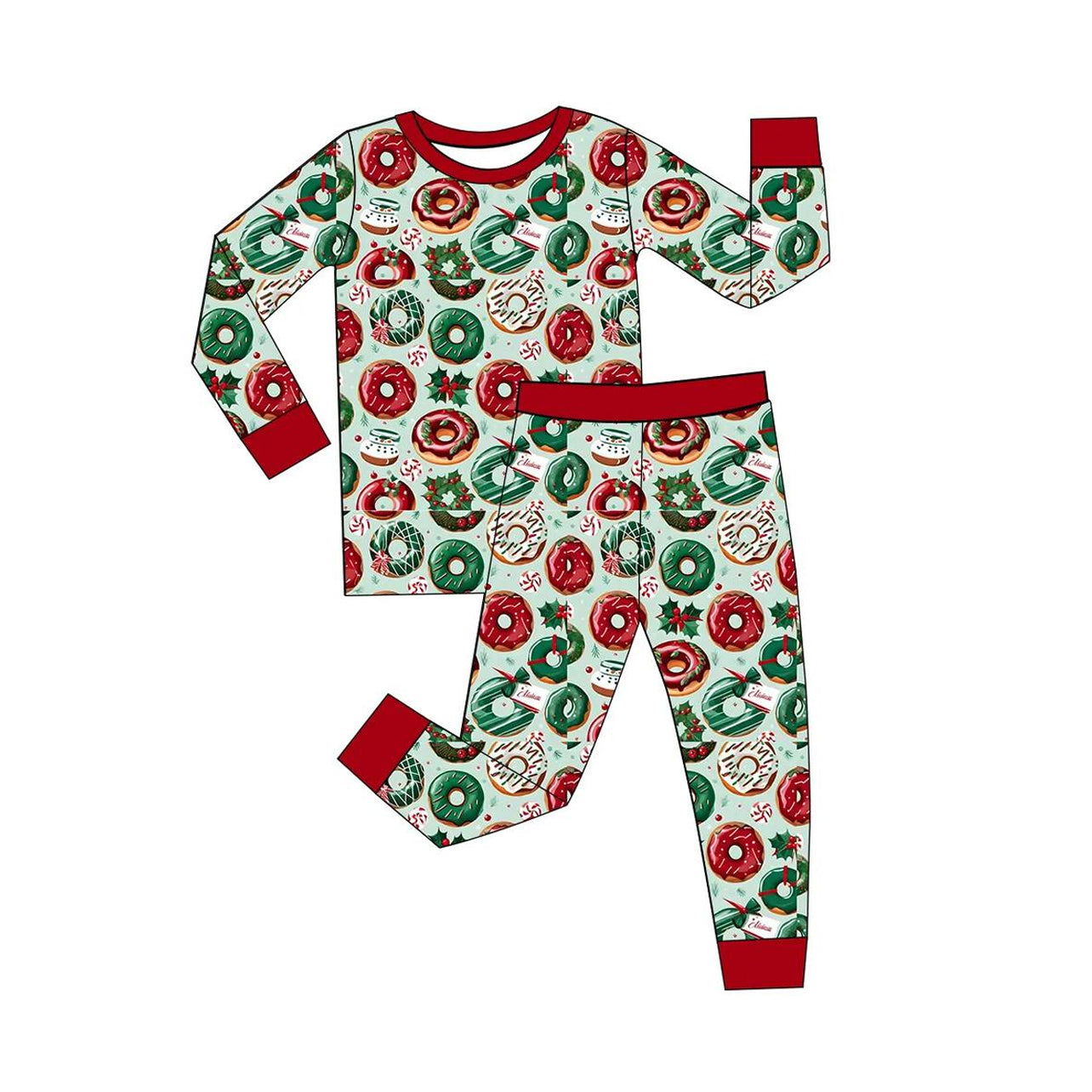 presale GLP2131  Christmas Donut Red and Green Long Sleeve Long Pants Pajama Set 2024 9.28