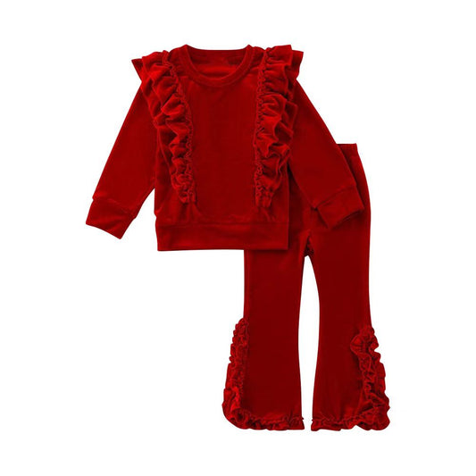 presale GLP2164 Solid red lace long sleeve trousers suit  2024 10.8