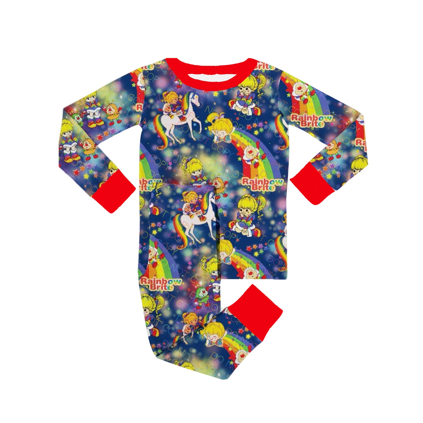 presale GLP2166  Cartoon Rainbow Girl Blue Purple Long Sleeve Long Pants Pajamas Set  2024 10.9