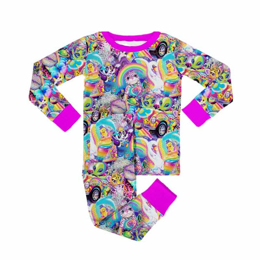 presale GLP2167 Cartoon rainbow long sleeve and long pants pajamas set 2024 10.9