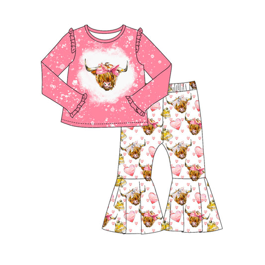 presale GLP2168 Love Heart Mountain Bull Head Pink Lace Long Sleeve White Pants Set  2024 10.9