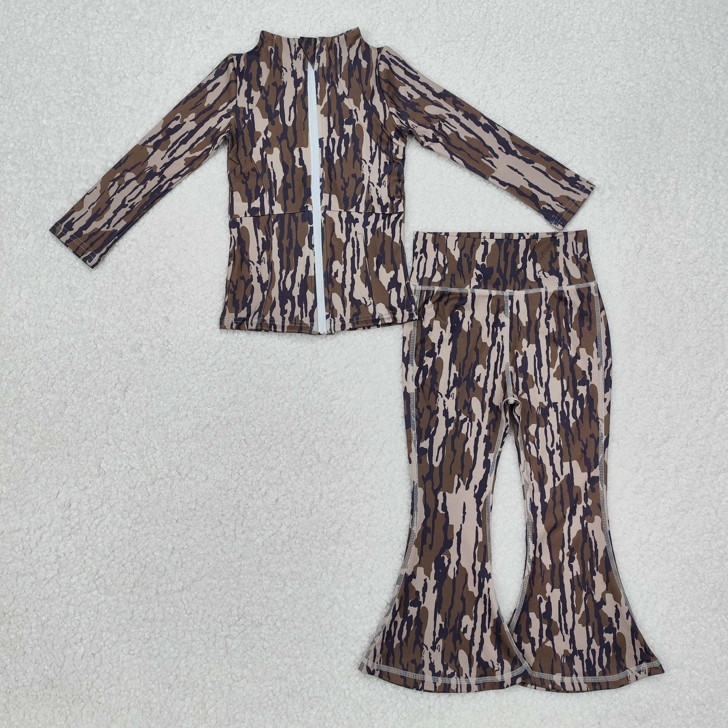 GLP2171 Camouflage Camo Yoga Suit Atheltic Zipper Long Sleeve Pants Set