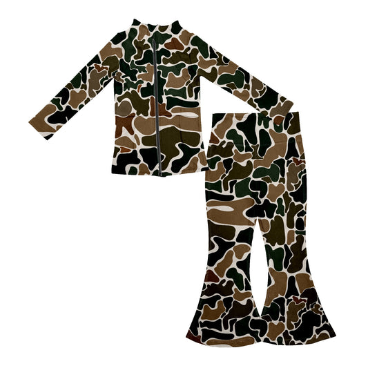 presale GLP2172 Camouflage Beige Yoga Suit Zipper Long Sleeve Pants Set  2024 10.10
