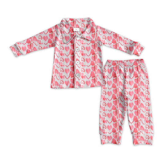 presale GLP2185 Valentine's Day Pink and White Heart Long Sleeve Long Pants Pajama Set 2024 10.10