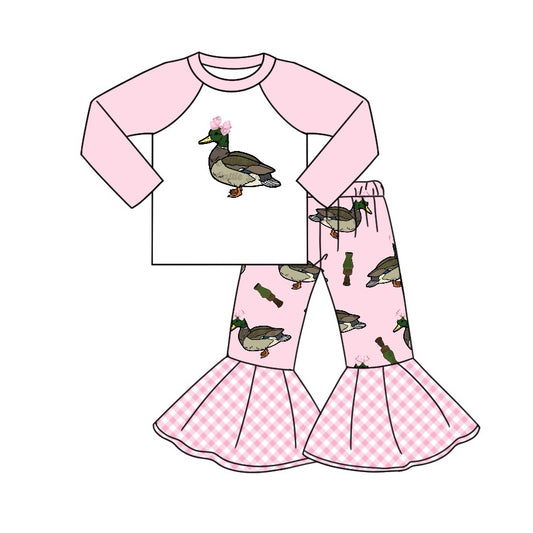 presale GLP2188  Bowknot duck bottle pink and white long sleeve trousers suit  2024 10.14