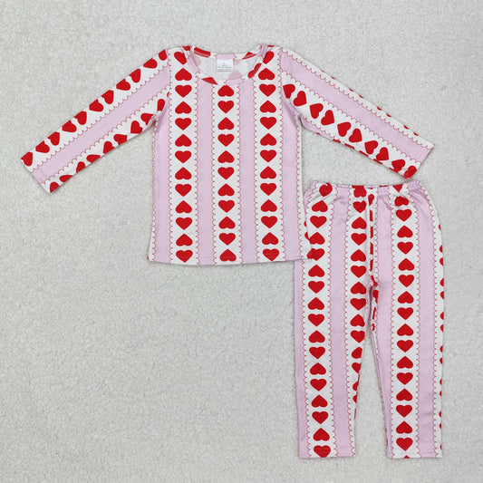 GLP2191 Valentine's Day Heart Pink and White Long Sleeve Long Pants Pajama Set