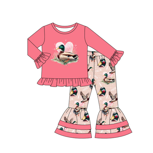 presale GLP2196 Valentine's Day Love Duck Pink Long Sleeve Pants Set 2024 10.14