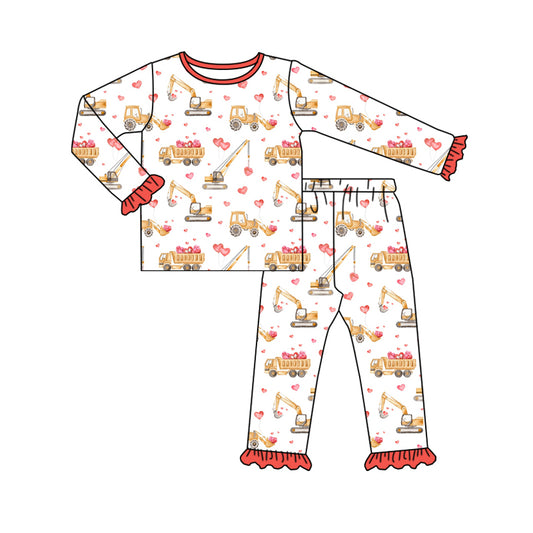 presale GLP2203 Red heart engineering car white long-sleeved trousers pajamas set 2024 10.17