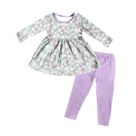 presale GLP2207 Flower and leaf pink and purple long-sleeved trousers suit 2024 10.21