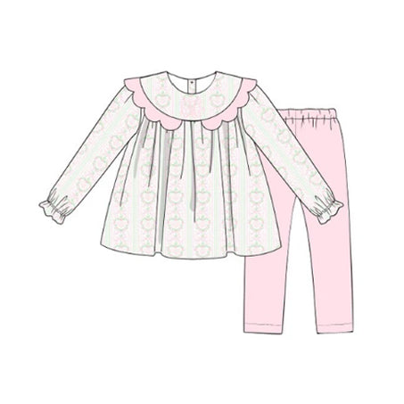 Presale GLP2222 Valentine's Day Heart Flower Striped Long Sleeve Pants Set  2024 10.26