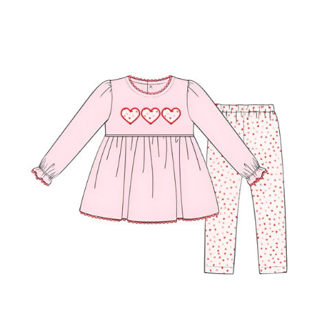 Presale GLP2223 Valentine's Day Heart Pink Long Sleeve Pants Set 2024 10.26