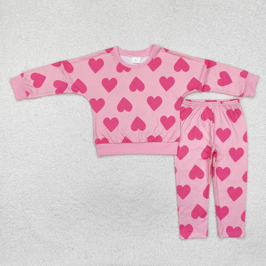 GLP2230 Valentine's Day Heart Pink Long Sleeve Pants Set