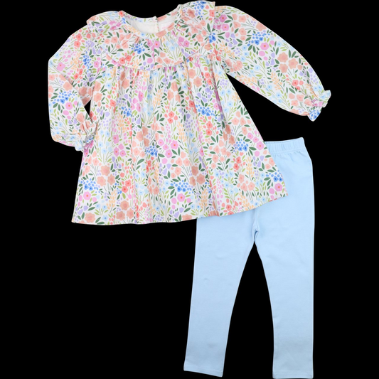 presale GLP2231 Floral Flower Leaf Lace Long Sleeve Blue Trousers Suit  2024 10.31