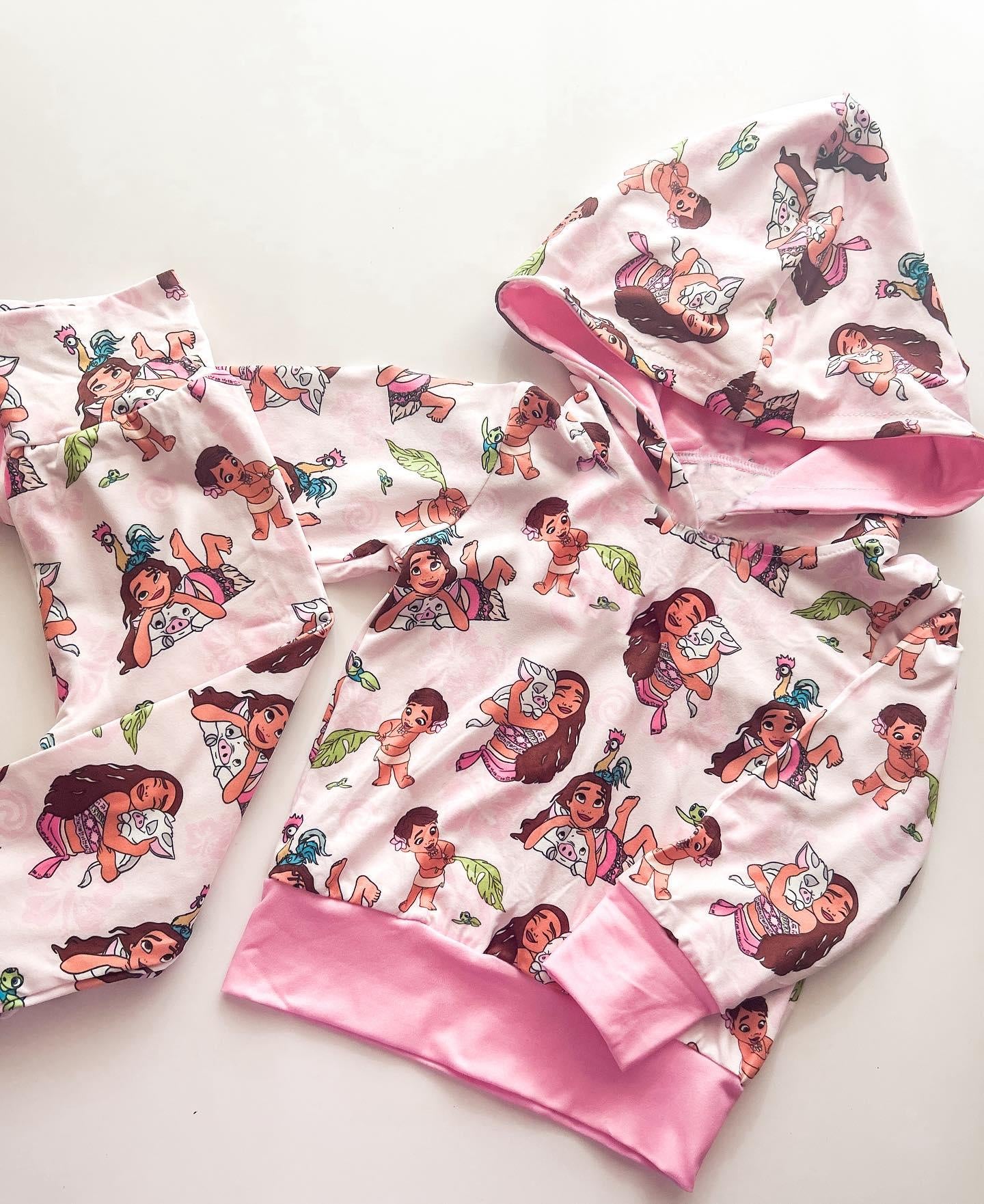 GLP2233 Cartoon Pink Hooded Long Sleeve Pants Suit