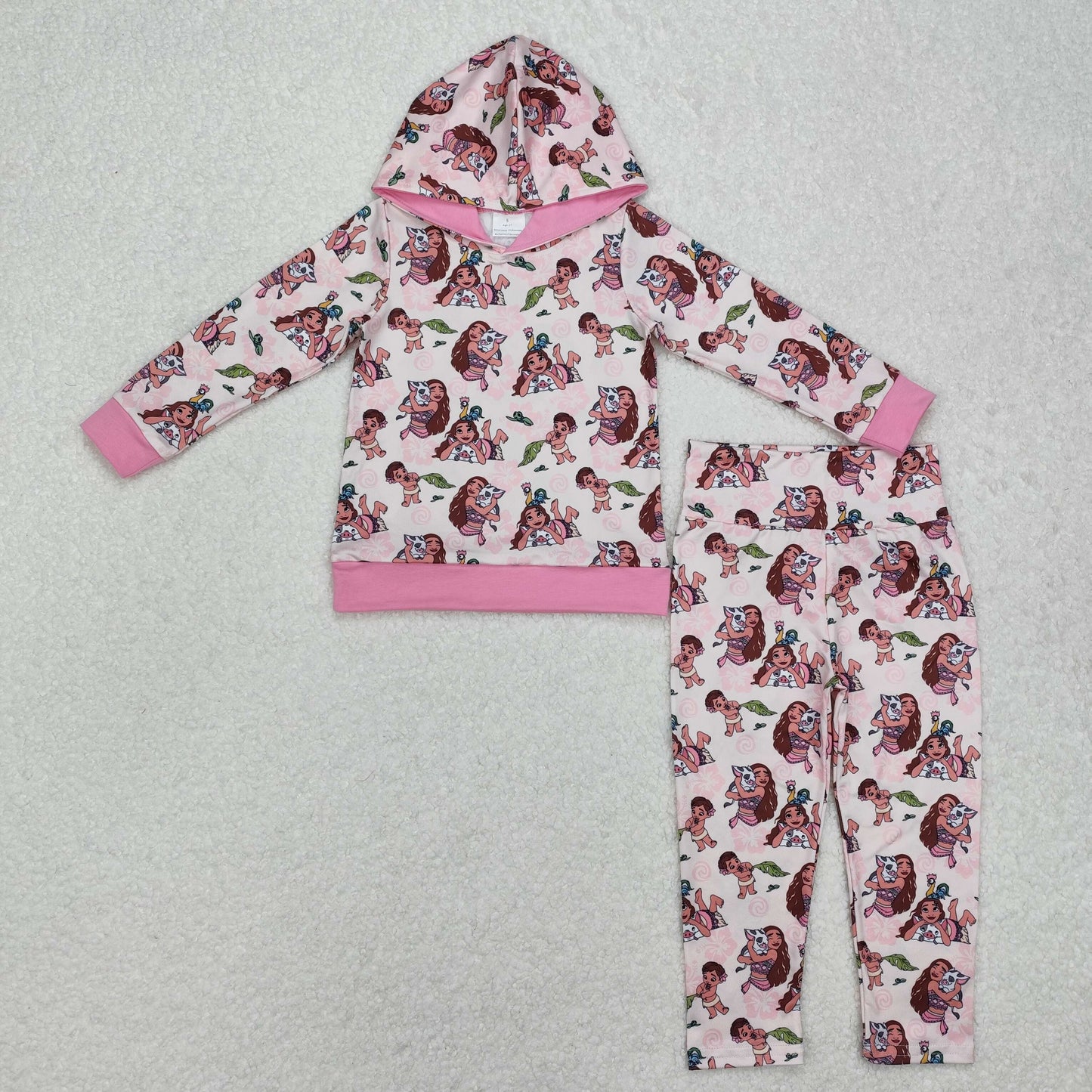GLP2233 Cartoon Pink Hooded Long Sleeve Pants Suit
