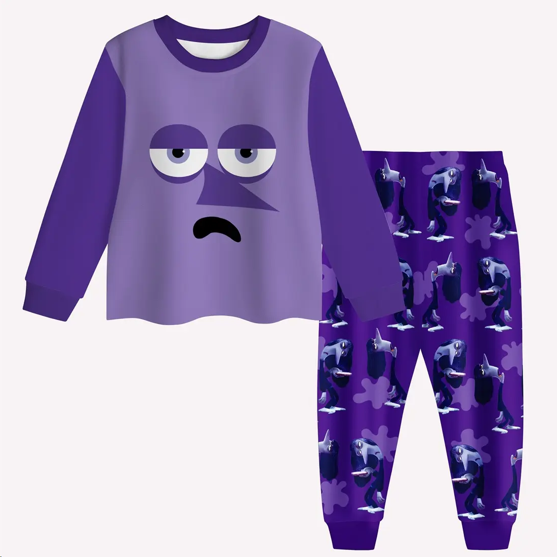 presale GLP2242  Cartoon expression character purple long-sleeved long pants pajamas set 2024 11.5