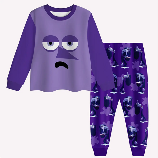 presale GLP2242  Cartoon expression character purple long-sleeved long pants pajamas set 2024 11.5