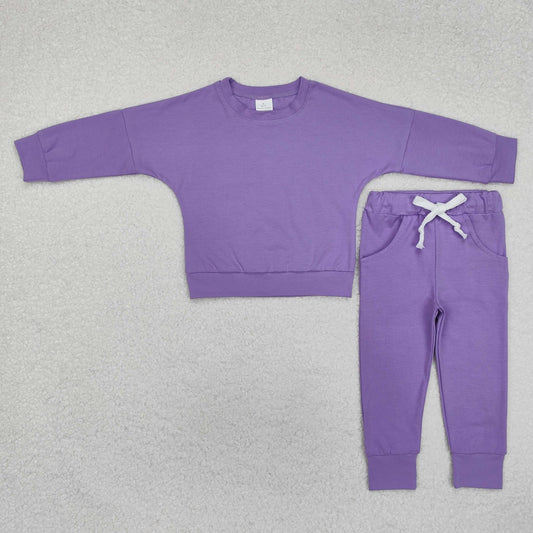 GLP2249  Solid purple long-sleeved trousers suit