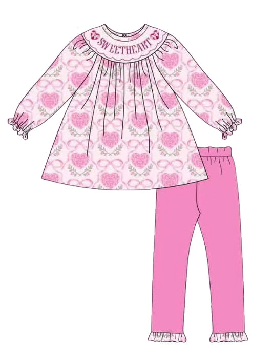 presale GLP2253 Pink long-sleeved trousers suit with heart and bow pattern 2024 11.11