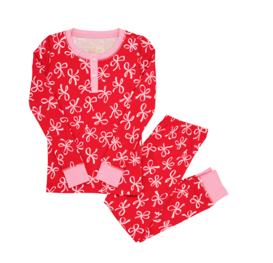 presale GLP2263 Pink bow pattern long-sleeved and long-pants pajama set 2024 11.18