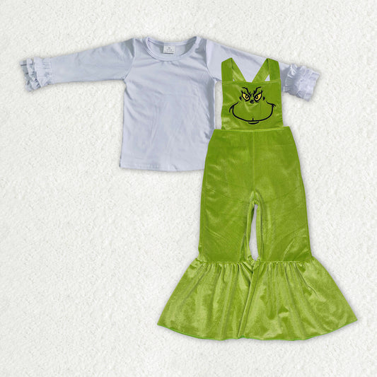 GLP2278 Baby Girls Christmas White Icing Shirts Velvet Jumpsuits Clothes Sets