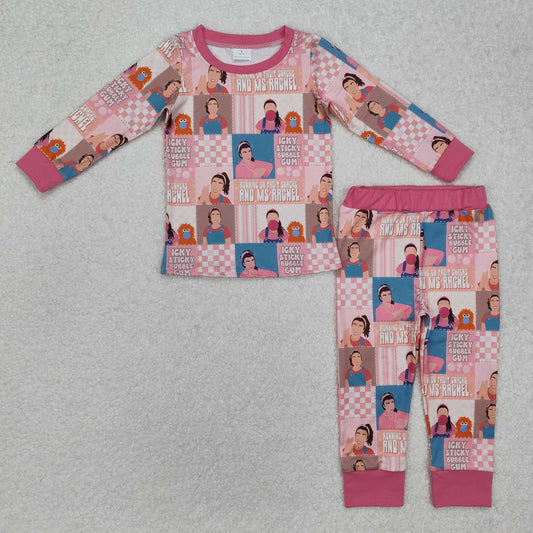 GLP2281 Plaid Pink Long Sleeve Long Pants Pajama Set