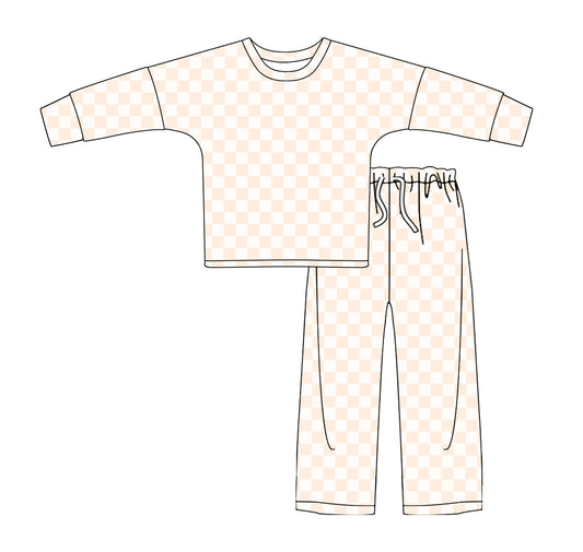 presale GLP2292 Adult Women Pink Checkered Tops Pants Pajamas Outfits   2024 12.5