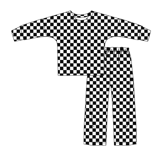 presale GLP2294 Adult Women Black Checkered Tops Pants Pajamas Outfits   2024 12.5