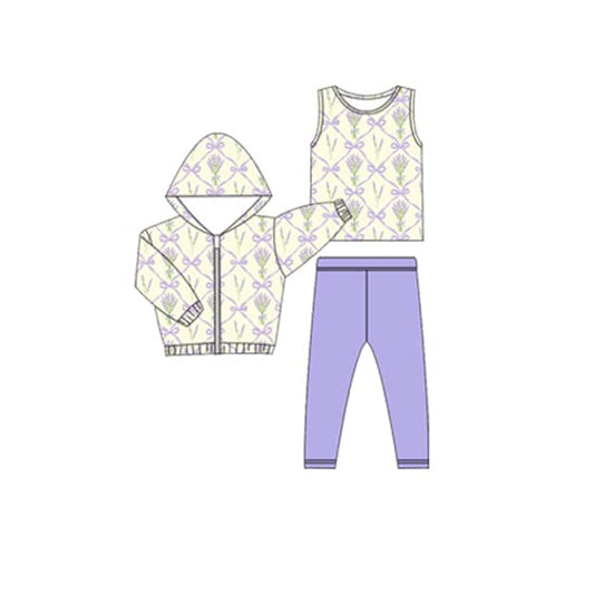 presale GLP2311 TODDLER GIRL CLOTHES PURPLE BOWS GIRL WINTER HOODIE SET 2024 12.9