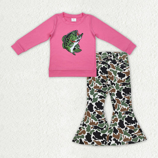GLP2314 Fishing Rose Red Long Sleeve Brown Green Camouflage Beige Denim Pants Suit