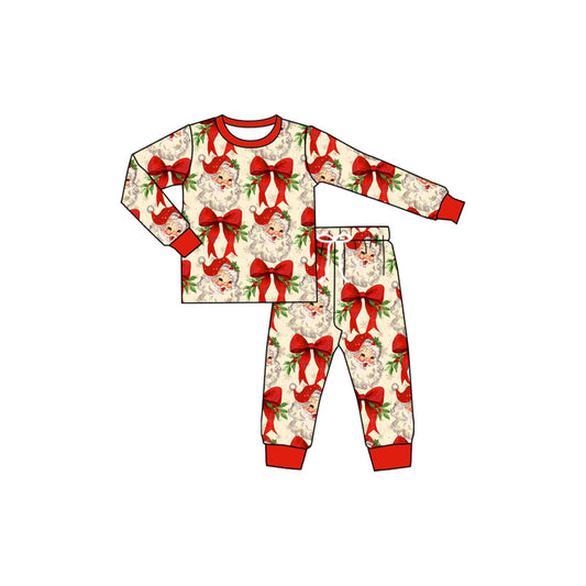 presale GLP2340  Baby Girls Long Sleeves Santa Bows Top Pant Pajamas Set D 5.14
