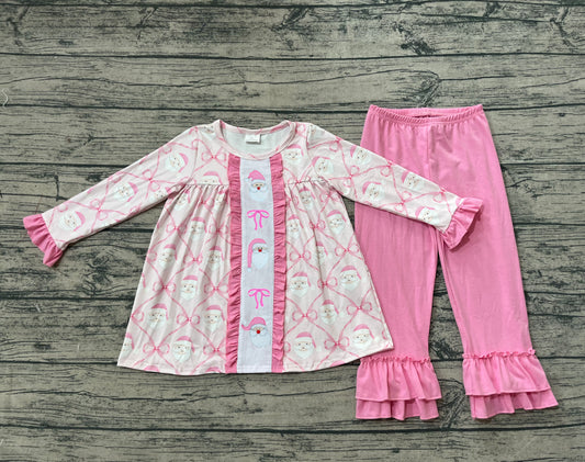 presale GLP2364 Pink bow santa tunic ruffle pants girls Christmas outfits D 7.29