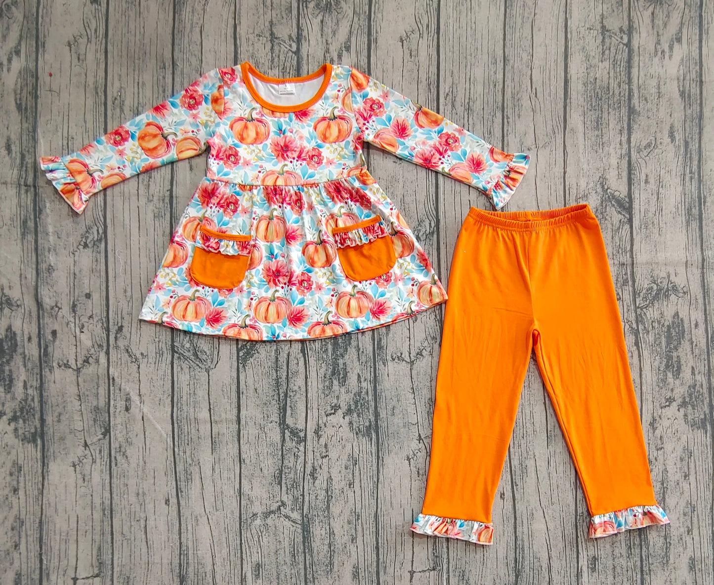 GLP2399 Pumpkin Blossom Lace Orange Pocket Long Sleeve Pants Set D 8.2
