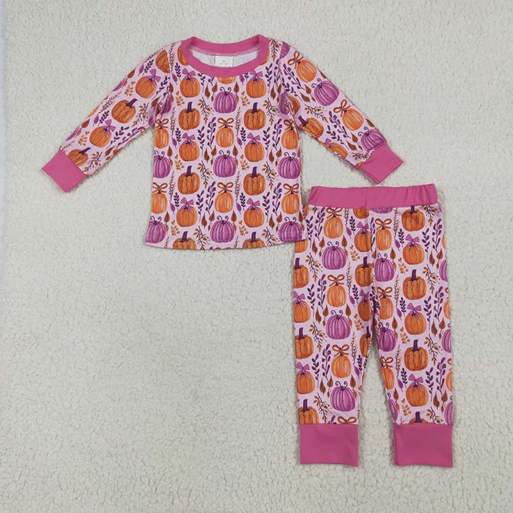 Sibling Baby Girls Floral Pumpkins Rompers Pajamas Clothes Sets  D 6.25