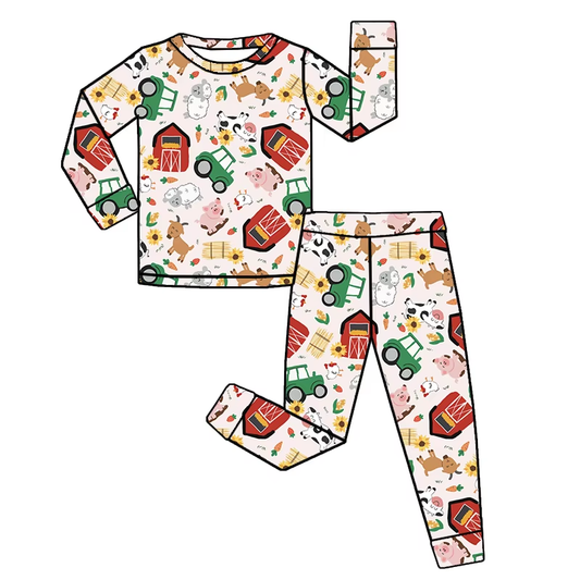 presale GLP2462  Baby Girls Long Sleeves Pigs House Top Pant Pajamas Set D 6.10