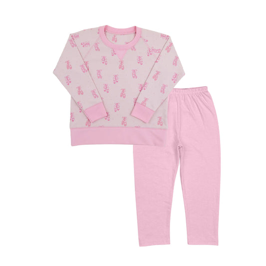 presale GLP2515 Baby Girls Light Pink Long Sleeves Bow Shoes Top Pant Pajamas Set D 6.19