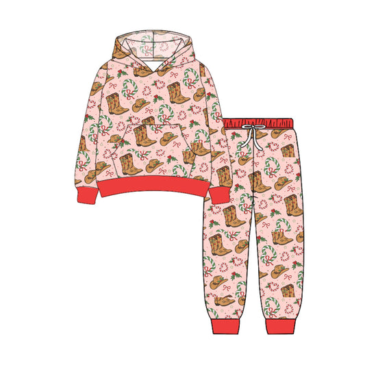 presale GLP2543 Baby Girls Long Sleeves Holly Boots Pocket Hoodies Legging Pants Set D 7.1